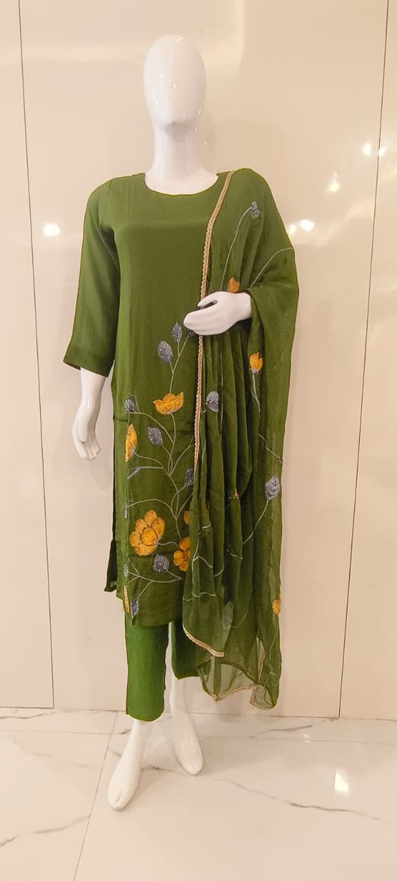 GREEN SEMI PARTY WEAR