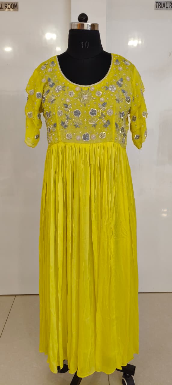 Yellow Party wear Frock
