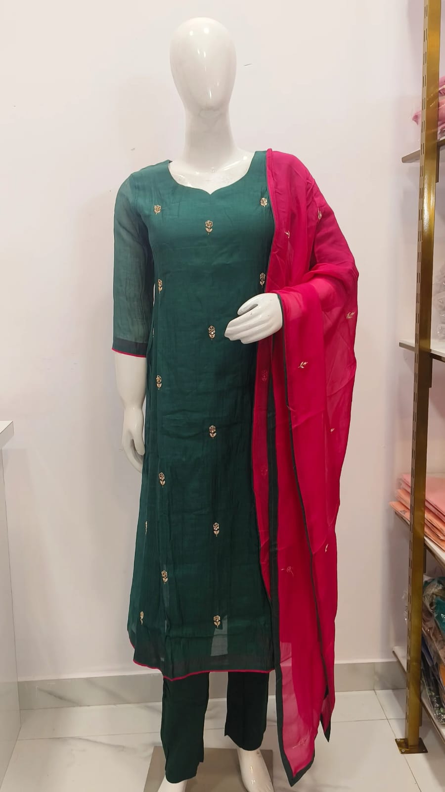 Mul chanderi Kurthi Set