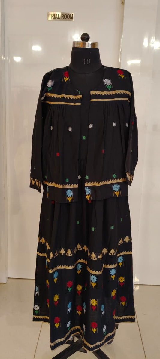Mul cotton Frock with over coat Kurthi L