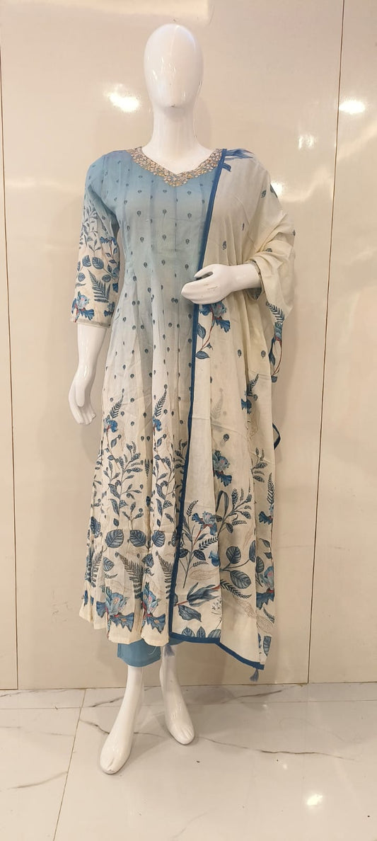 SEMI PARTY WEAR AQUA BLUE