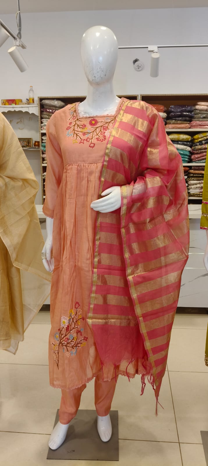 Mul Chanderi Kurthi Set